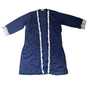 SAPJON Satin And Lace Navy Blue Robe Size M